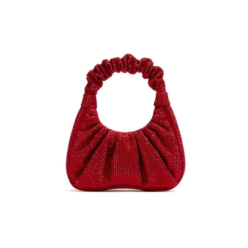 JW PEI “Gabbi” red crystal ruched mini hobo Handbag